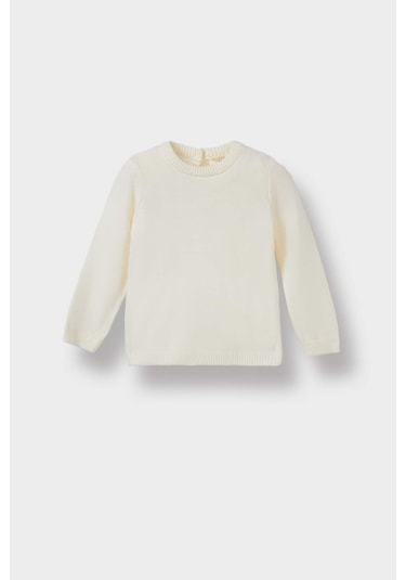 Defacto Kız Bebek Bisiklet Yaka Triko Kazak X8187a225auer100 Ekru