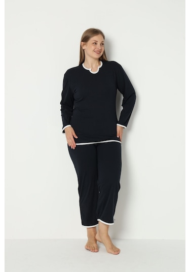 Fames Pijama Yazlik Büyük Beden Pijama Takim Lacivert