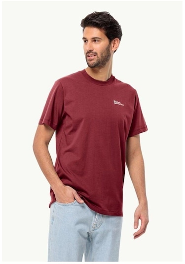 Jack Wolfskin Essential T M Erkek T-shirt-bordo Bordo