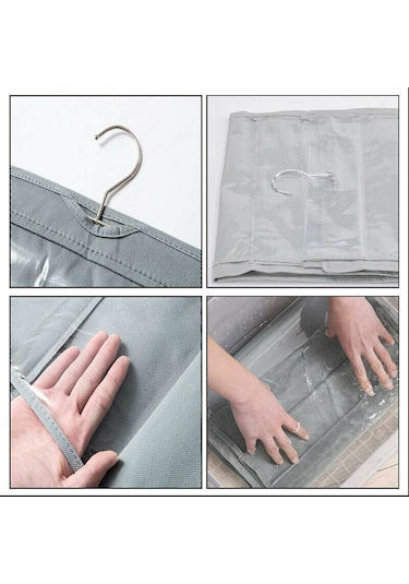 Çanta Saklama Düzenleyici Dolap İçi Çanta Askısı 10 Gözlü Şeffaf Pembe