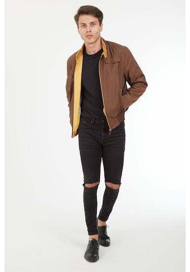 Sposo 1088 Su Itici Kumaş Regular Kalıp A.Kahve Erkek Yazlık Mont Açık Kahverengi