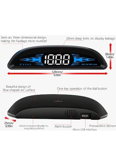 Pazly G2 Araba Hud Dijital Gps Navigasyon Hız Göstergesi - Siyah