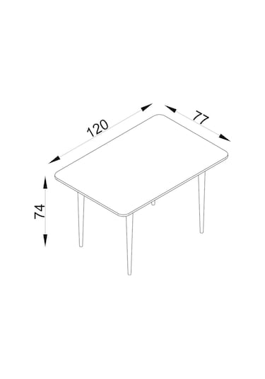 Bistro 120x77 Cm / Dikdörtgen Mutfak Masası / Mutfak Yemek Masası / Dikdörtgen Masa / Meşe