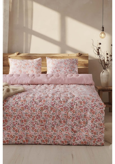 Rivaistanbul Pembe Bahar Çift Kişilik Çift Taraflı Kapitone Yorgan 200x215 Cm Pembe