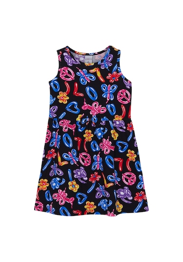 Lovetti Kız Çocuk Jelly Balloon Desen Kolsuz Elbise 5757-98 Çok Renkli