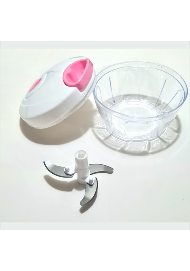 Üç Bıçaklı İpli Soğan Patates Biber Domates Kesme El Rondosu Beyaz Pembe