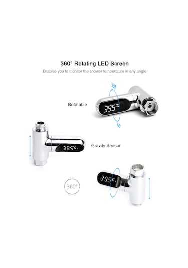Teltree Bebek Banyo Termometresi Led Ekranlı, 0-100 C Ölçüm, C/ F Geçiş, 360 Dönebilir, Hassas Sıcaklık Kontrolü