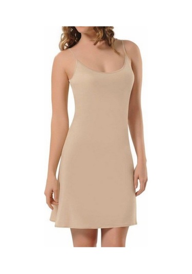 Kadın Beyaz Ip Askılı Likralı Kombinezon Ten