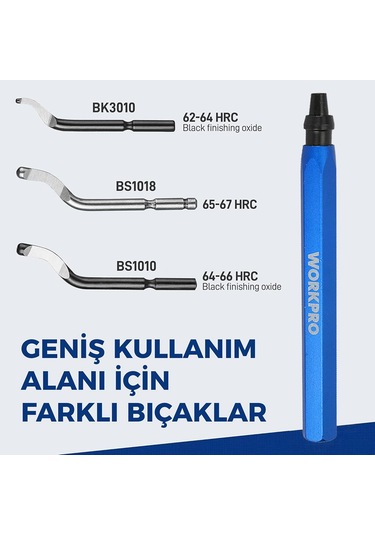Workpro Wp309010 Profesyonel Çapak Temizleme Kalemi + 3 Parça Bıçak