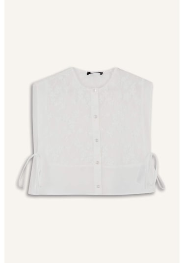 DeFacto Bisiklet Yaka Bağcıklı Brode Blazer Yelek E7969AX25SMWT34 Beyaz