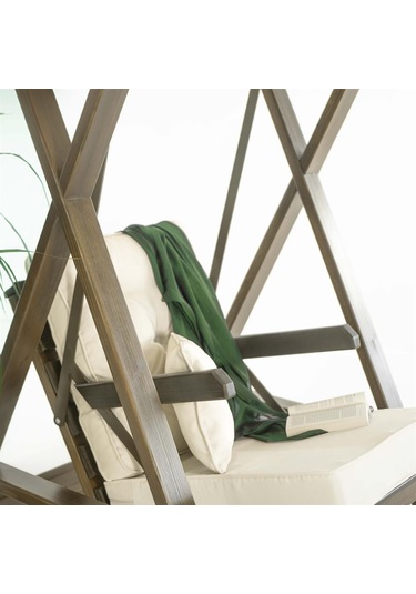 Meda Tekli Ladin Ahşap Salıncak Dış Mekan Bahçe, Teras Salıncağı -krem Krem