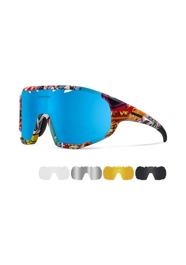 Queshark Polarize Anti-Uv Outdoor 5 Lens Ultra Hafif Spor Gözlük