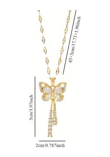 Shinefly Altın Kaplama Kelebek Püskül Kolye-sevdiklerinize Ve Kendinize En Özel Hediye Altın