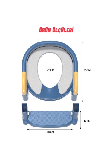 Dekohop Çocuk Merdivenli Klozet Adaptörü Yükseklik Ayarlı Pratik Mavi