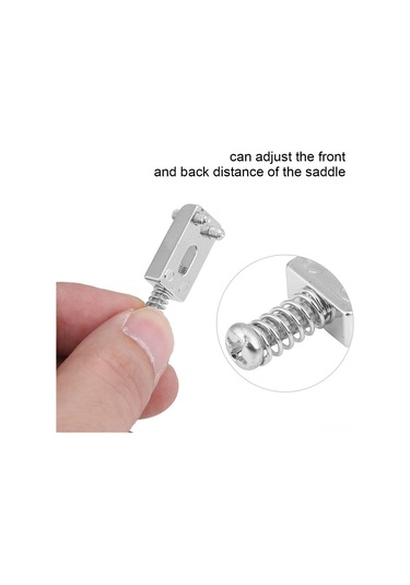 Hfambition Elektro Gitar Tuzak Demiri Aksesuarı - 6 Adet Metal Uyumlu, Yükseklik Ayarlı + Sekizgen Anahtar Gümüş