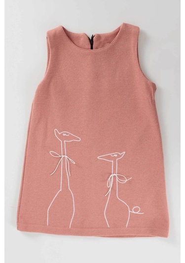 Ahenk Kids Kız Zürafa Baskılı Elbise Ak520567 Gül Kurusu Gülkurusu