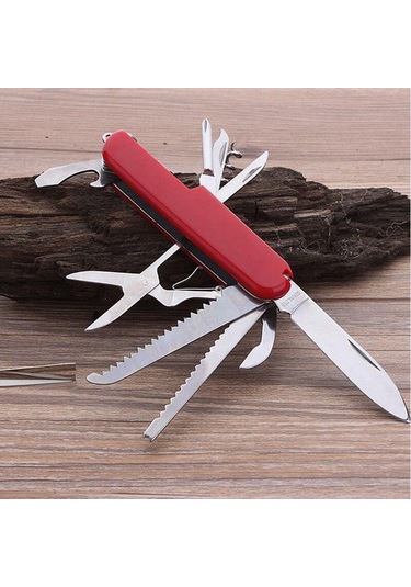 Valkyrie 11 Fonksiyonlu İsviçre Outdoor Kamp Cep Çakısı Kırmızı