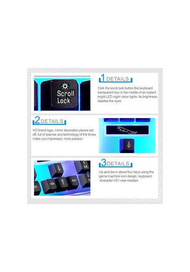 Zgb G21 1600 Dpı Profesyonel Kablolu Renkli Arka Işık Mekanik Hissediyorum Süspansiyon Klavye Optik Fare Kiti Laptop, Pc Beyaz Optik