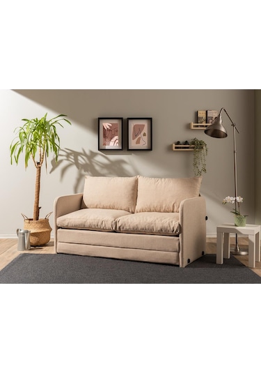 Pafu Saga Xl İkili Katlanır Yataklı Koltuk Keten Krem