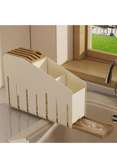 Suntek Çatal Bıçak Takımı Alet Kurutma Rafı Çubuk Beyaz