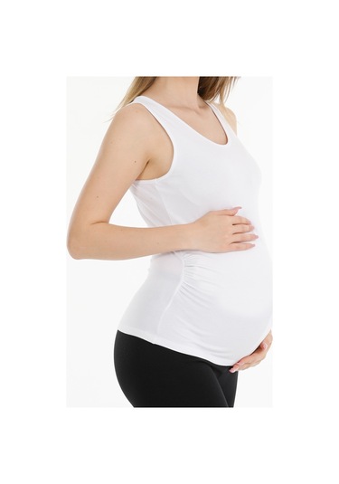 Hamile Modal Atlet Kalın Askılı Beyaz