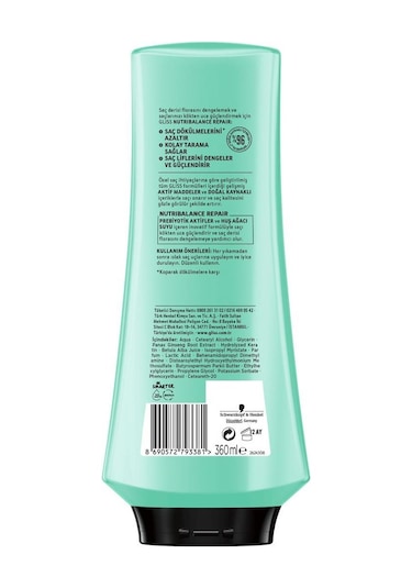 Schwarzkopf Gliss Nutribalance Repair Dökülme Karşıtı Saç Kremi 360 ML