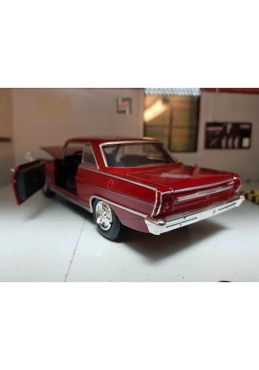 New Ray Koleksiyon 1 / 24 Ölçek 1964 Chevy Nova Ss Kırmızı Model Metal Araba