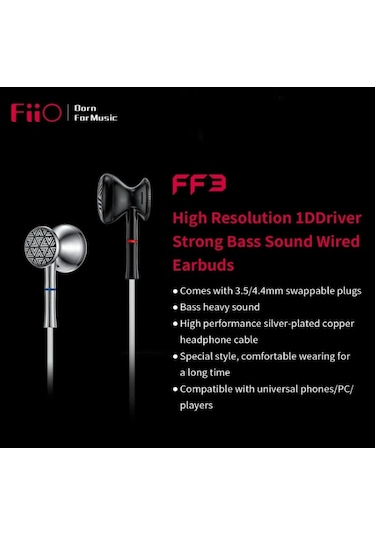 FiiO FF3 Kulakiçi Kulaklık 1DD Derin Bas 3.5/4.4mm