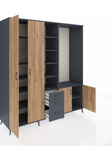 Kronos Dolap 13 Raflı 3 Çekmeceli 4 Kapaklı 220x59x243 Antrasit-çam/antrasit Atlas Çam/antrasıt Kronos Dolap 13 Raflı 3 Çekmeceli 4 Kapaklı 220x59x243 Antrasit-çam/antrasit Atlas Çam/antrasıt