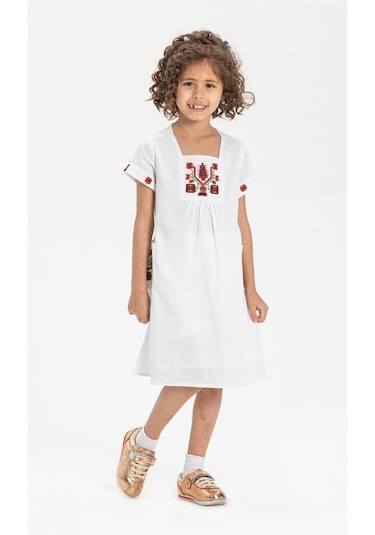 Melek Şile Bezi Çocuk Elbise Beyaz Byz