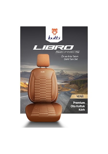 Taba - Taba Butti Libro Serisi Keten Kumaş Premium Oto Koltuk Kılıfı Destekli, Ön Arka Tam Set