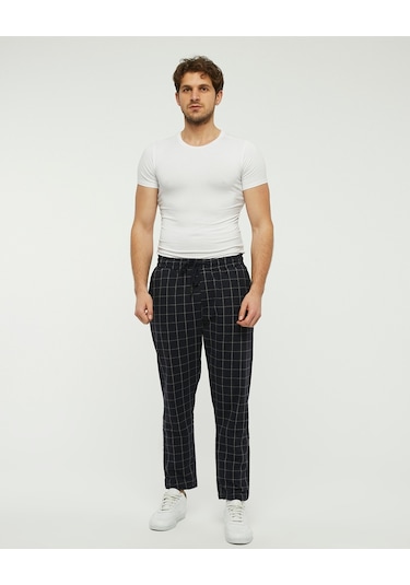 Bella Dossi Ekose Desen Spor Pantolon Lacivert