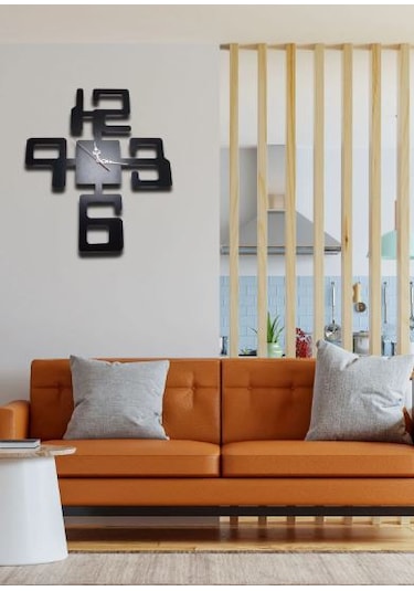 Ahşap Duvar Dekoratif Duvar Saati Siyah