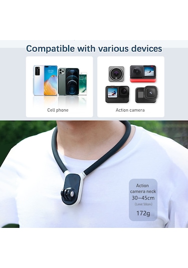 Wezone Gopro Insta360 Djı İçin Manyetik Boyun Tutucu - Ön Perspektif Spor Kamerası Vurgu Kolu