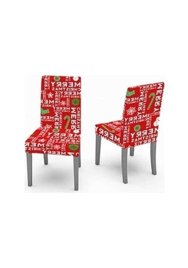 Flybuy Noel Baskılı Sandalye Kılıfı, Streç Masa Örtüsü, Kırmızı Harfler, 140cm, Su Geçirmez, Toz Geçirmez, Yağ Geçirmez, Şenlikli Dekorasyon Kırmızı