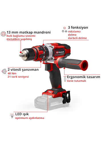 Einhell TE-CD 18/48 Li-i Solo Akülü Darbeli Vidalama - 4513926