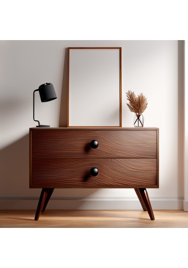 Doğal Ahşap 2 Çekmeceli Komodin 1. Sınıf Masif Maun Ağacı 60cm X