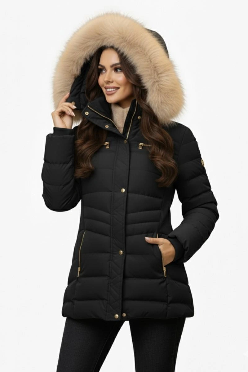 Kadın Büyük Beden Spor Kapüşonlu İçi Peluş Mont M5306 Bgl-st04892 Siyah