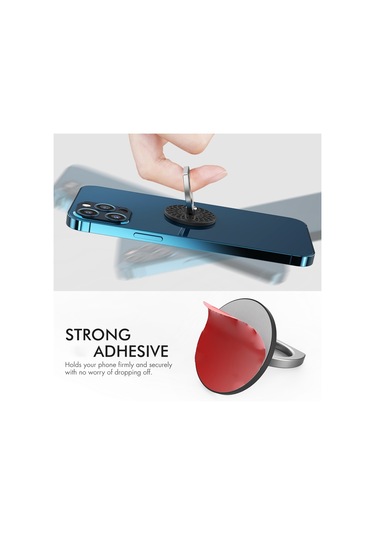 Cbtx Ahastyle St13 2 Adet Çiçek Tasarım 360 Derece Dönen Halka Toka Telefon Tutucu Metal Cep Telefonu Kickstand - Kırmızı + Siyah