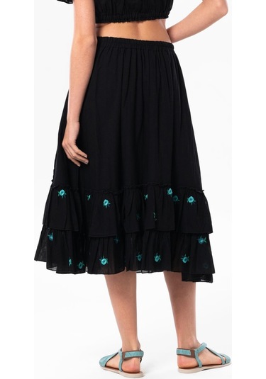 Lavinya Vual Nakışlı Uzun Yazlık Etek Siyah Syh-siyah Siyah