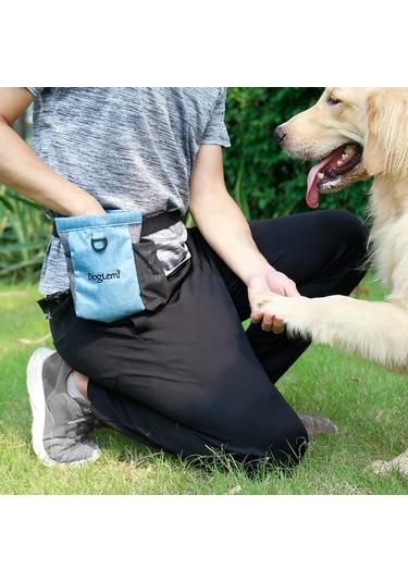Geeksen Köpek Eğitimi Bel Çantası Nilon Materyal, Besin Taşıma,户外活动 İçin Geniş Kapasite, Mavi Pd30022