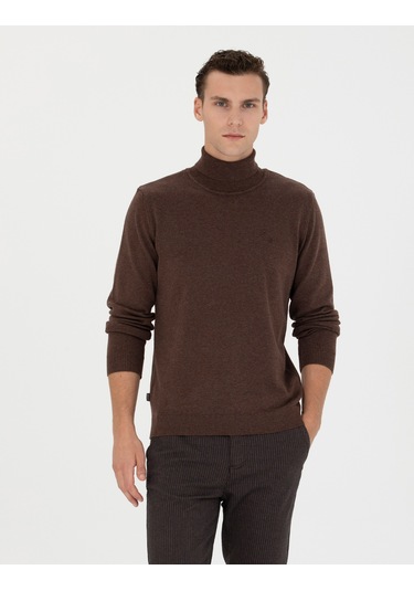 Pierre Cardin Erkek Kahverengi Triko Kazak 50276162-vr158 Kahverengi