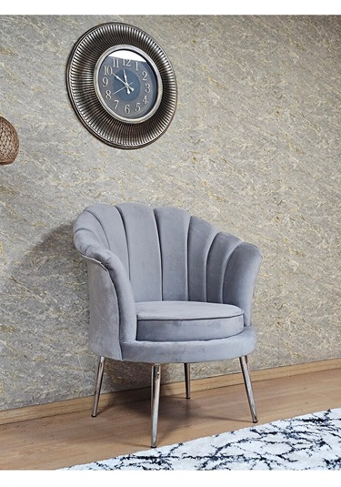 Tekli İstiridye Krom Kaplama Sivriltme Ayak Çay Seti Koltuk Tekli Çok Renkli