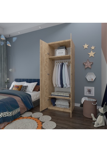 Ed Pet Dizayn 2 Kapaklı Elbise Dolabı Atlantik Çam 80 Cm Genişlik