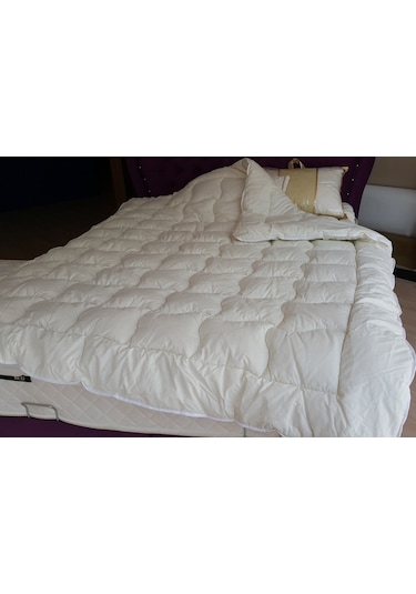 Doğal Boncuk Yün Yorgan Tek Kişilik - Çift Kişilik Yün Yorgan Beyaz