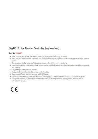 C-TEC SigTEL Compact1-64 ECU-8NT İtfaiyeci Telefon Sistemi Master Kontrolör 8 Hat Bağlanır