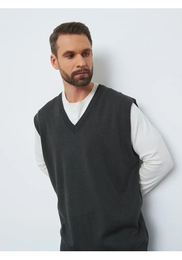 Pralkin İ Ko Erkek Klasik Yelek 104264841 Koyu Gri