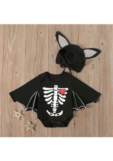 Besthome1 Bebek Kız Erkek Cadılar Bayramı Kostüm Yarasa Romper Bere 2 Adet 0-24 Ay Çok Renkli Giysiler Çok Renkli