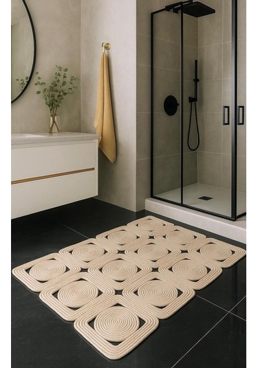 Solena Jüt Hasır Dikdörtgen Şık Kilim Halı Paspas Yolluk Evinizi Şımartın Tarzınızı Yansıtın Krem