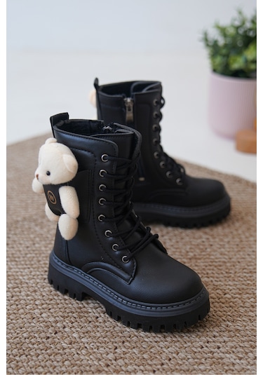 Daxtors D006 Günlük Ortopedik Ayıcıklı Kız Çocuk Botu Siyah